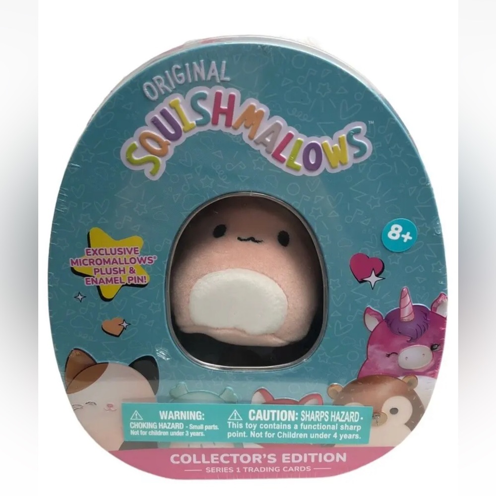 NEW Squishmallow Collectors Edition Tin Archie the Axolotl, Pin & Trading Cards